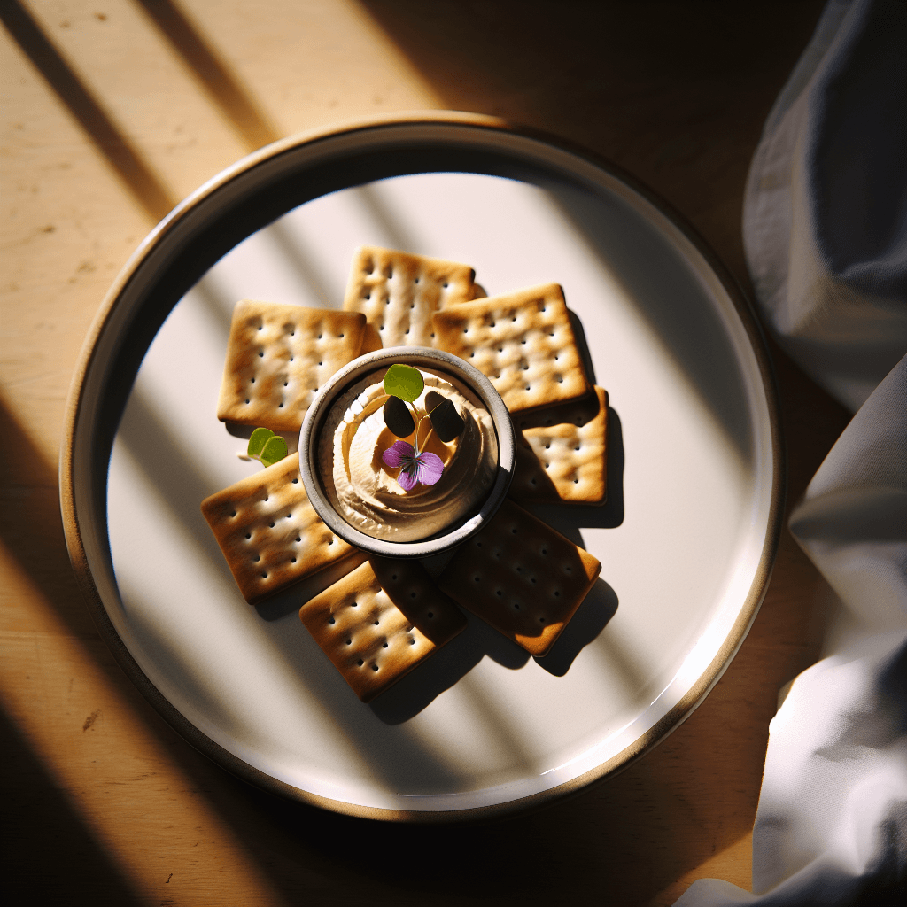 Crackers with Hummus recipe photo